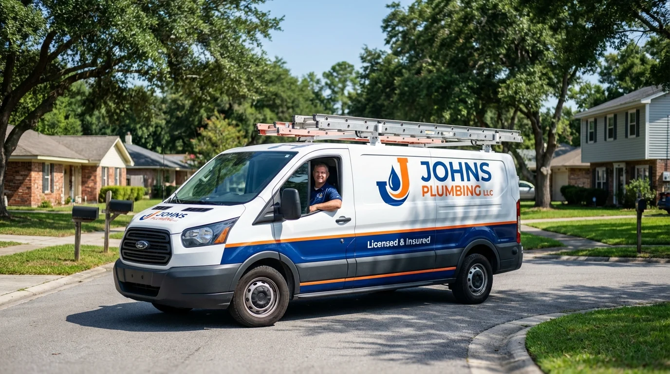 Johns Plumbing LLC service van in David City, NE
