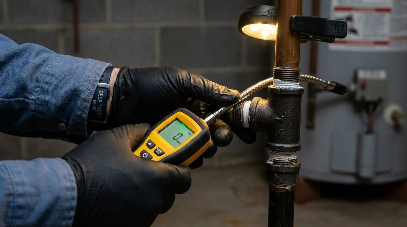 Gas leak detection with electronic sniffer by Johns Plumbing LLC in David City