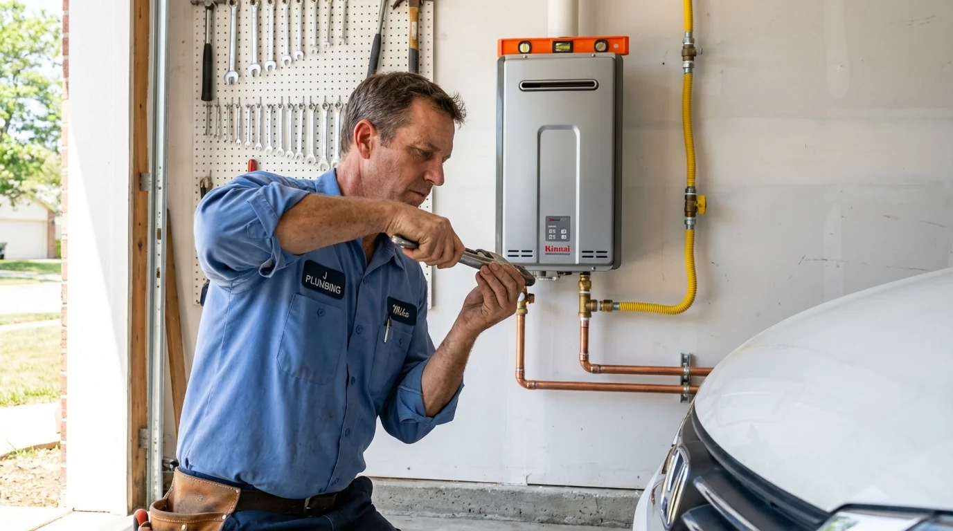 Tankless water heater installation by a Johns Plumbing LLC plumber in David City